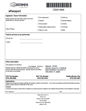 ePassport for Drug Testing Services