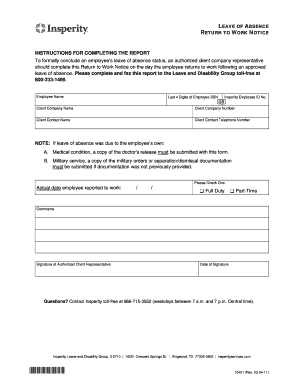 Return to Work Notice
