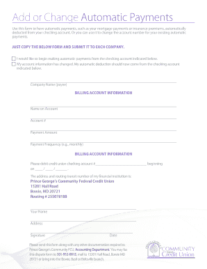 Automatic Payment Authorization Form