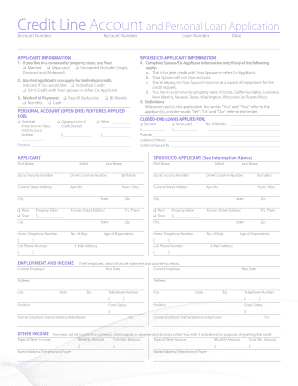 Credit Line Account and Personal Loan Application