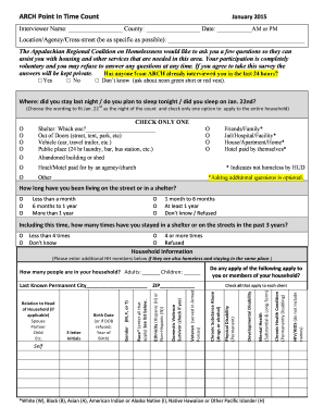 ARCH Homelessness Survey Form