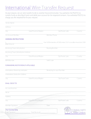 International Wire Transfer Request Form