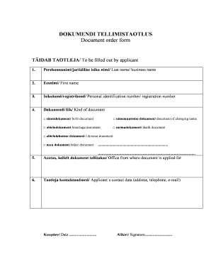 Estonia Document Order Form