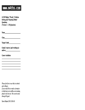 GCSE Math Problem Solving Worksheet