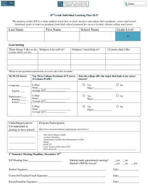 10th Grade Individual Learning Plan