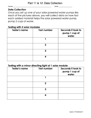 Solar Powered Water Pump Data Collection Form