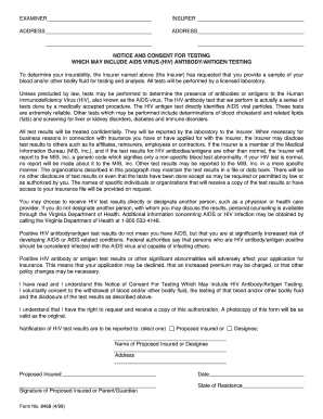 Notice and Consent for HIV Testing