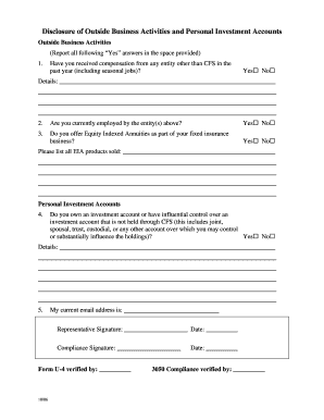 Disclosure of Outside Business Activities and Personal Investment Accounts