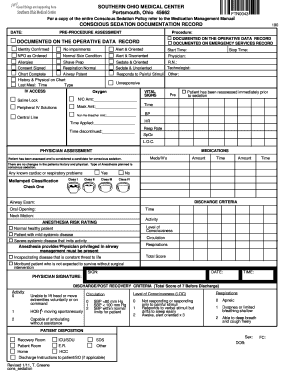 Conscious Sedation Documentation Record