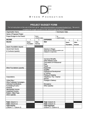 Project Budget Form