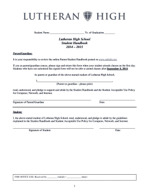 It is your responsibility to review the online ParentStudent Handbook posted on www