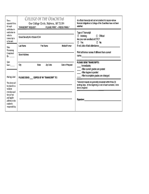 College of the Ouachitas Transcript Request Form