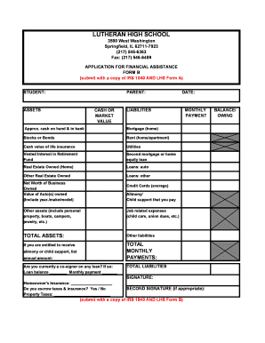 Employee handbook addendum template - 3500 West Washington APPLICATION FOR FINANCIAL ASSISTANCE - lutheranhs pvt k12 il