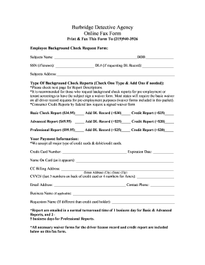 Employee Background Check Request Form