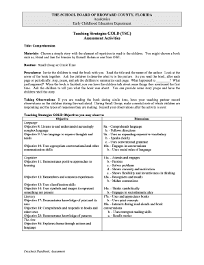 Teaching Strategies GOLD Comprehension Assessment