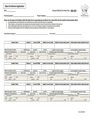 Open Enrollment Application Form