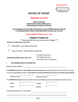 Georgia NPDES Storm Water Construction Permit
