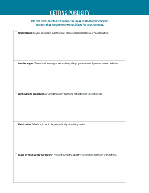 Six-Week Start-Up Publicity Worksheet