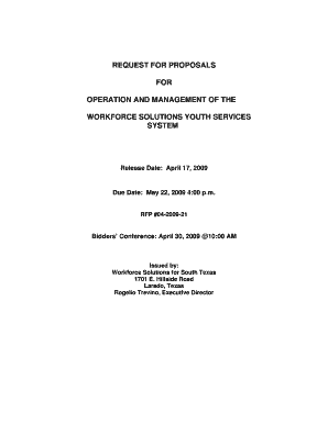 Proposal speech template - REQUEST FOR PROPOSALS FOR OPERATION AND MANAGEMENT OF THE - southtexasworkforce