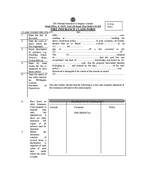 Fire Insurance Claim Form