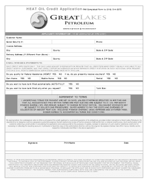 Heat Oil Credit Application Form