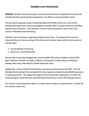 VFW Member Dues Processing Authorization Agreement