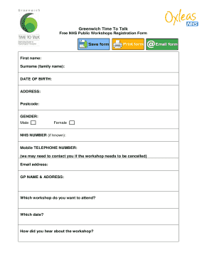 NHS Public Workshops Registration Form