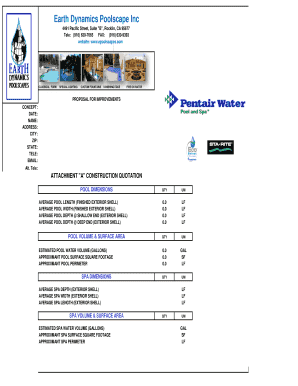 Pool Construction Proposal Form