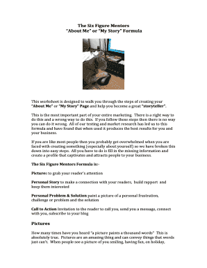 About Me Story Formula Worksheet