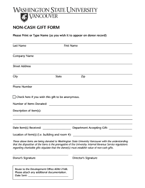 Non-Cash Gift Form
