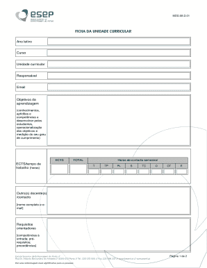 Ficha da Unidade Curricular