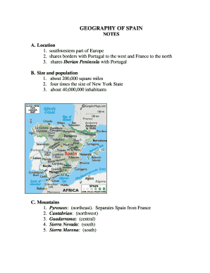 Geography of Spain Study Guide
