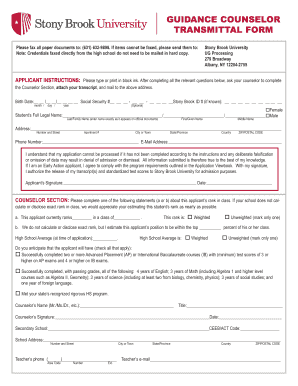 Stony Brook University Transmittal Form