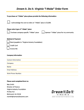I Make Order Form