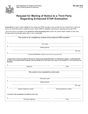 NYS Enhanced STAR Exemption Third Party Notice Request