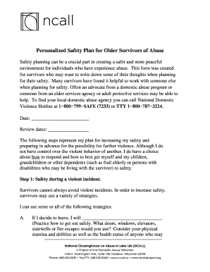 Personalized Safety Plan for Older Abuse Survivors
