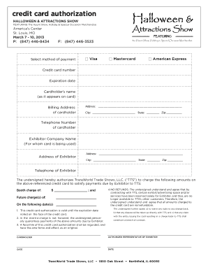 Credit Card Authorization for Trade Show