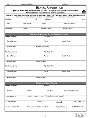 Rental Application Form