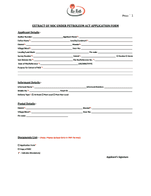 Extract of NOC Under Petroleum Act Application Form