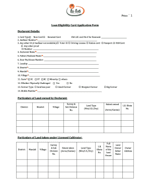 Loan Eligibility Card Application Form