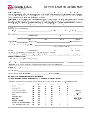 Temple University Graduate Study Reference Report