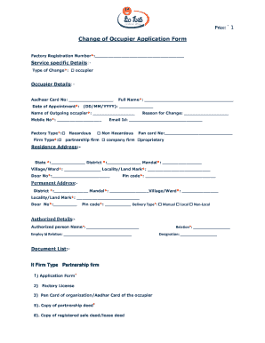 Change of Occupier Application Form