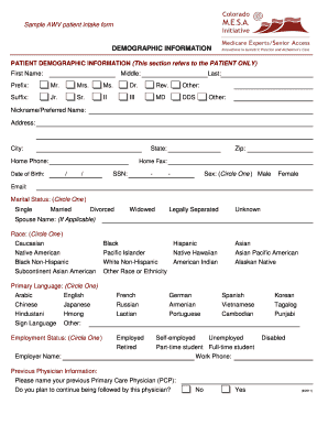 AWV Patient Intake Form