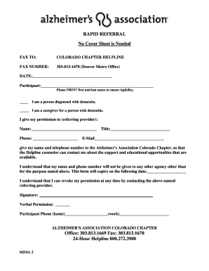 Alzheimer's Association Rapid Referral Form