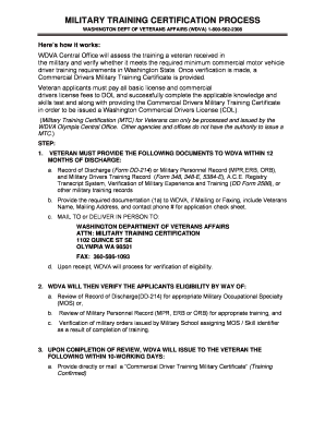 Washington Commercial Driver Training Military Certificate