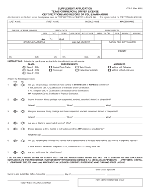 Texas Commercial Driver License Application
