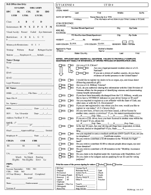 Utah Driver License Application Form