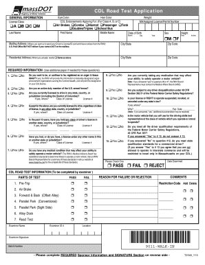 Massachusetts CDL Road Test Application