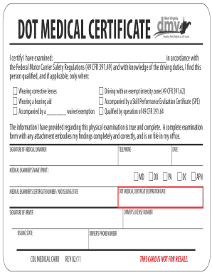 DOT Medical Certificate