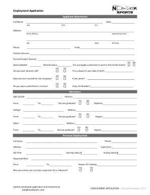 Employment Application Form